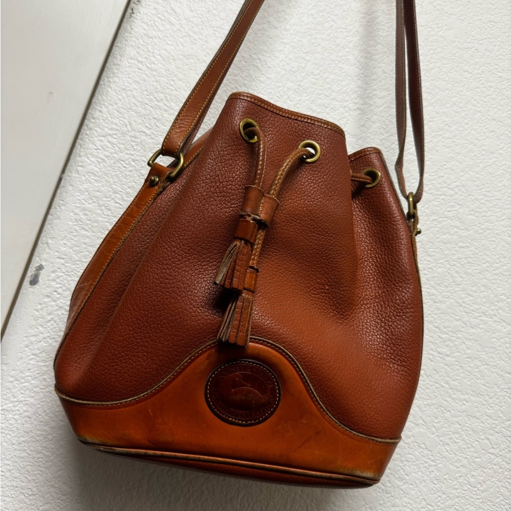 Dooney & Bourke Vintage Brown Leather Bucket Bag